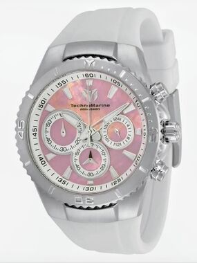 TechnoMarine Manta Sea Pink Mother-of-Pearl Watch White Strap 40mm.